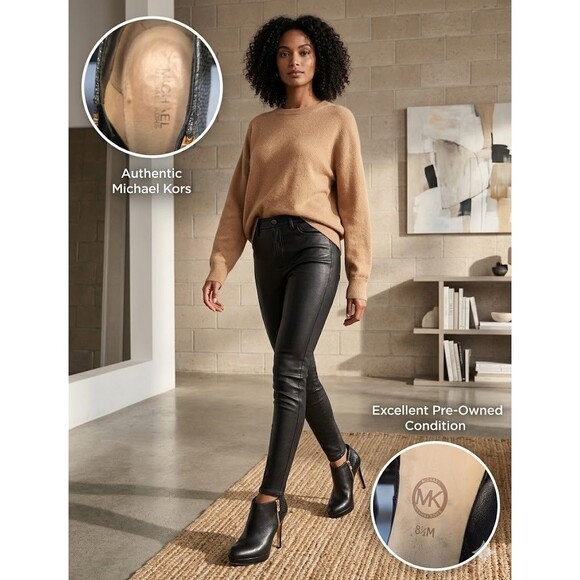 Michael Kors Shoes - Michael Kors Womens York Boot Sz 8.5 Black Leather Stiletto Heel Platform Bootie